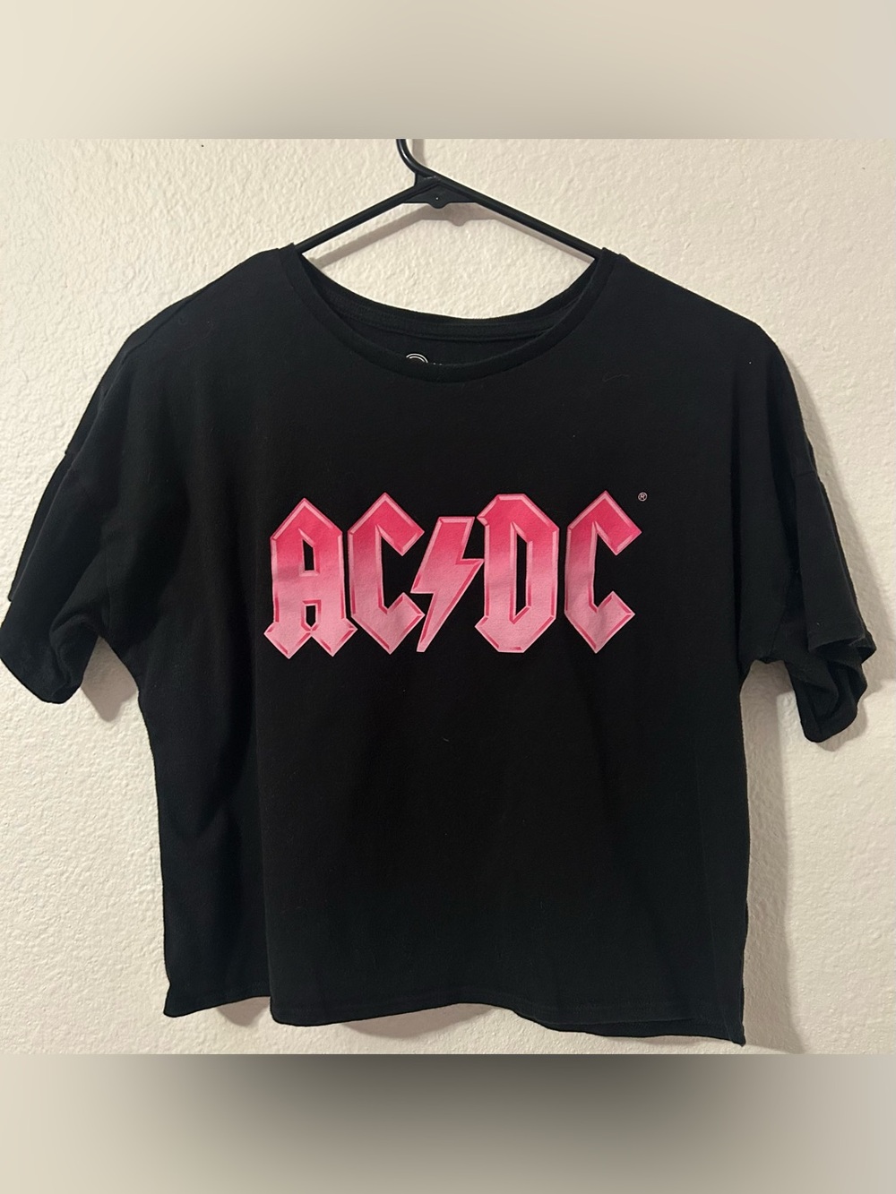 AC/DC Women’s Black Tee with Pink Logo